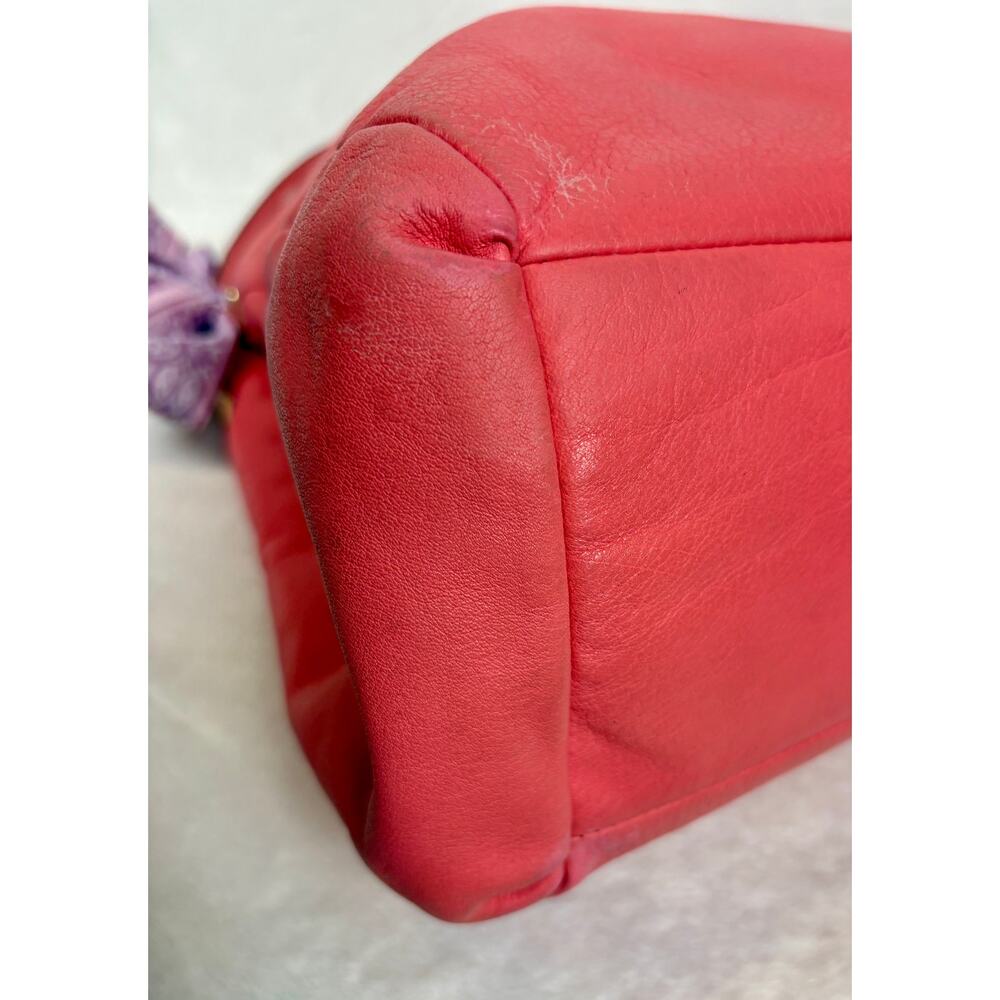 Coach Madison Phoebe Shoulder Bag in Pink/Dahlia Pebble Leather with Scarf - Picture 7 of 16